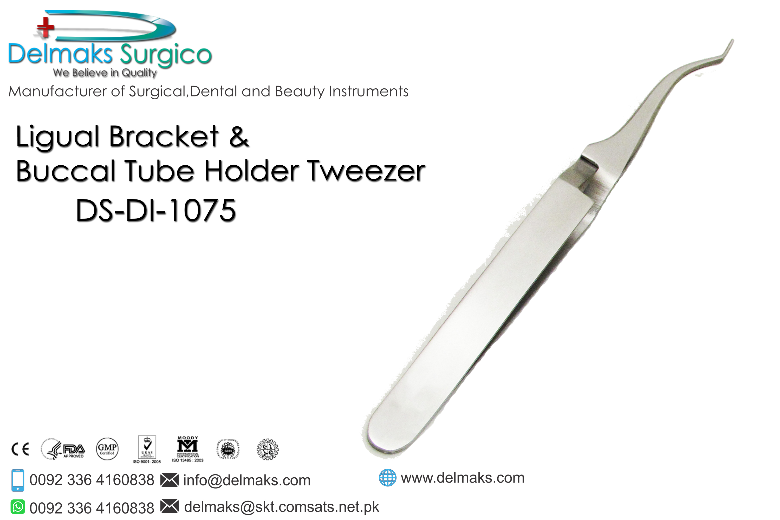 Lingual Bracket & Buccal Tube Holder Tweezer-Bracket Tweezers-Orthodontics-Dental Instruments-Delmaks Surgico