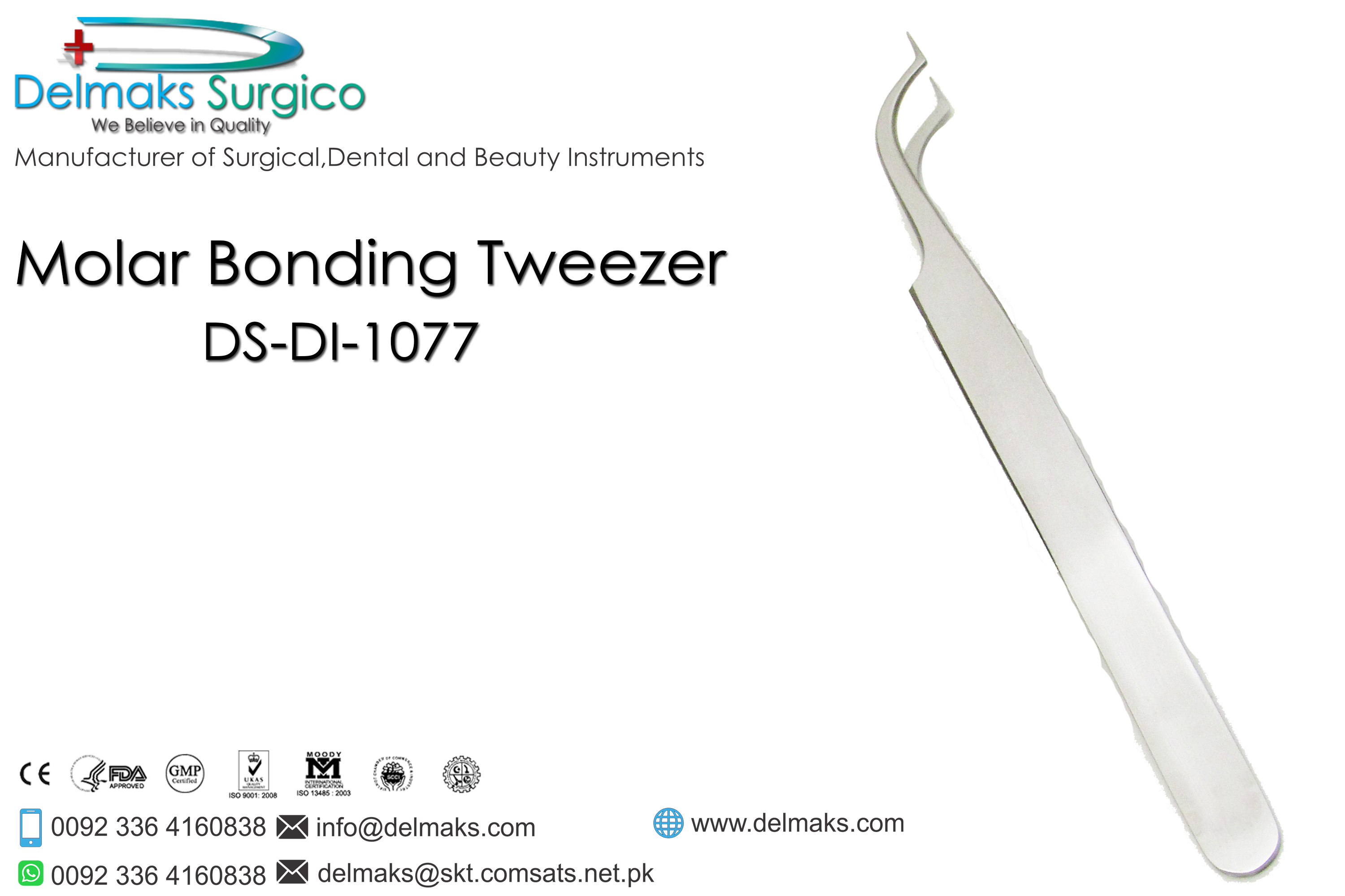 Molar Bonding Tweezer-Bracket Tweezers-Orthodontics-Dental Instruments-Delmaks Surgico