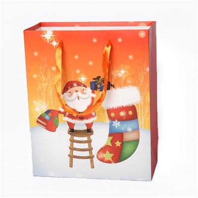 Ribbon Handle Paper Bags For Christmas