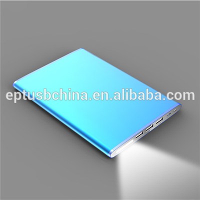 EP065-4 Ultra Thin Aluminium Led Torch Light Portable Solar Charger Power Bank