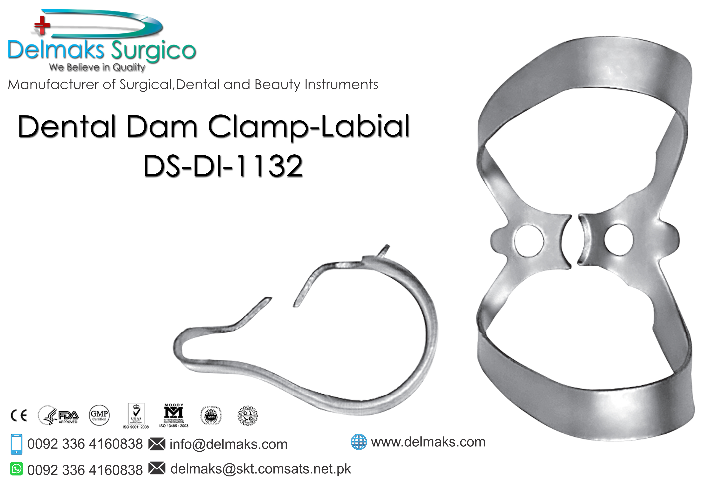 Labial Dental Dam Clamp-Dental Dam Instruments-Dental Instruments-Delmaks Surgico