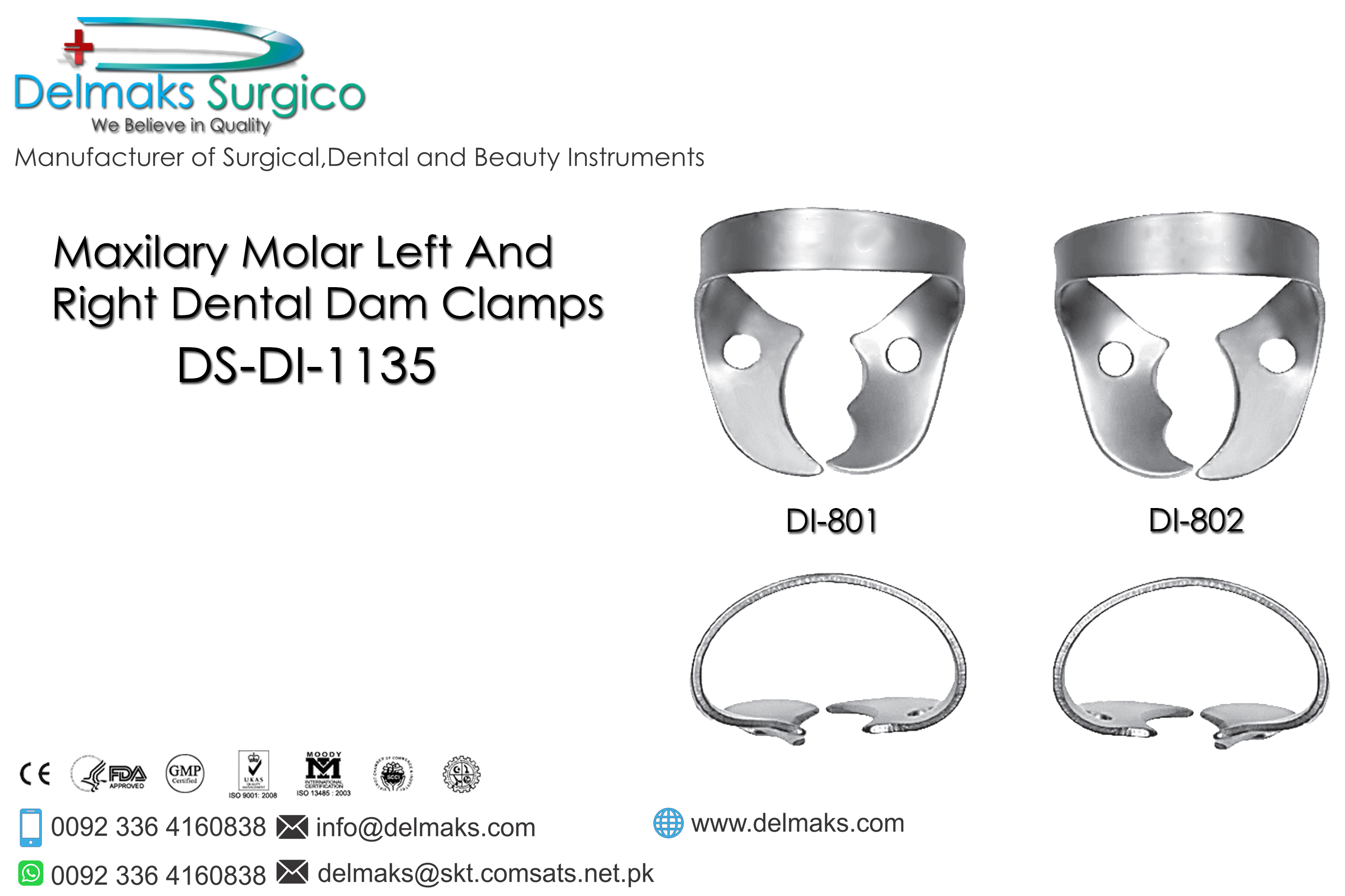 Maxilary Molar Left And Right-Dental Dam Clamps-Dental Dam Instruments-Dental Instruments-Delmaks Surgico