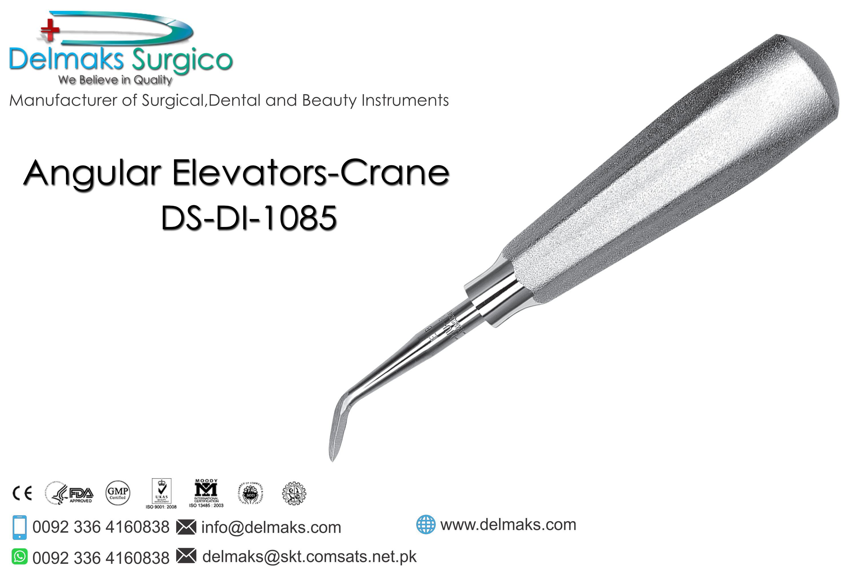 Angular Elevatros Crane-Oral And Maxillofacial Surgery Instruments-Dental Instruments-Delmaks Surgico