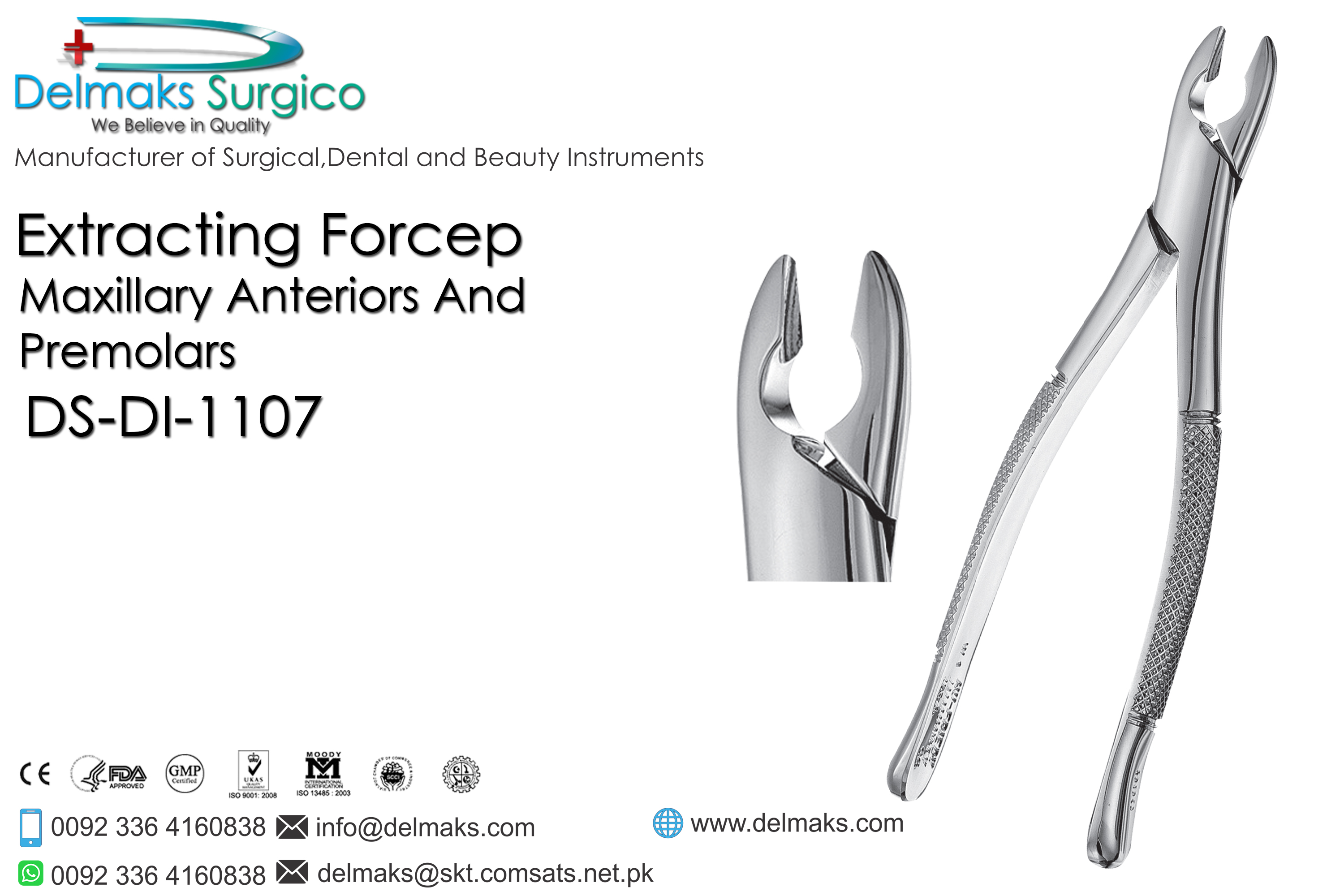Extracting Forcep (Maxillary Anteriors And Premolars)-Oral and Maxillofacial Surgery Instruments-Dental Instruments-Delmaks Surgico 