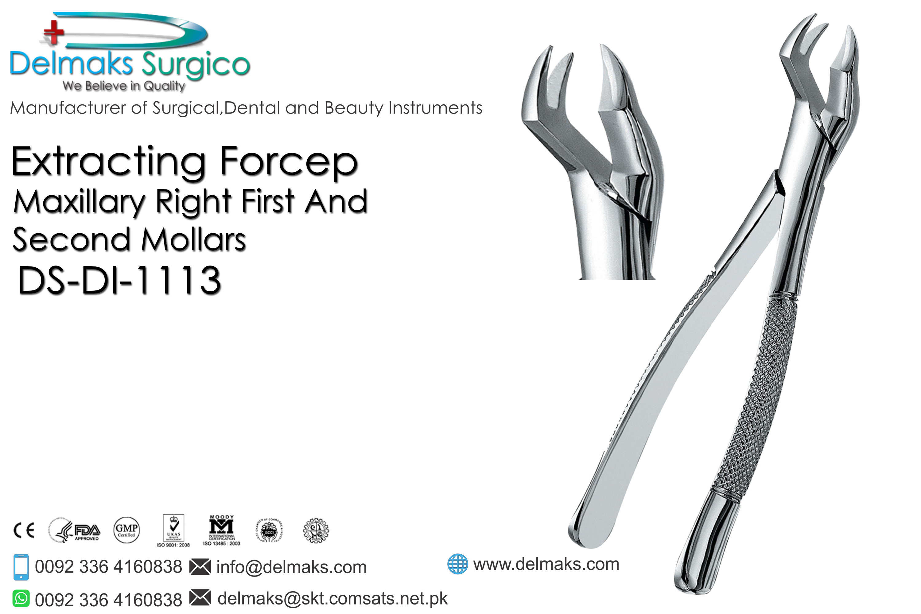 Extracting Forceps (Maxillary Right First And Second Mollars)-Oral and Maxillofacial Surgery Instruments-Dental Instruments-Delmaks Surgico 