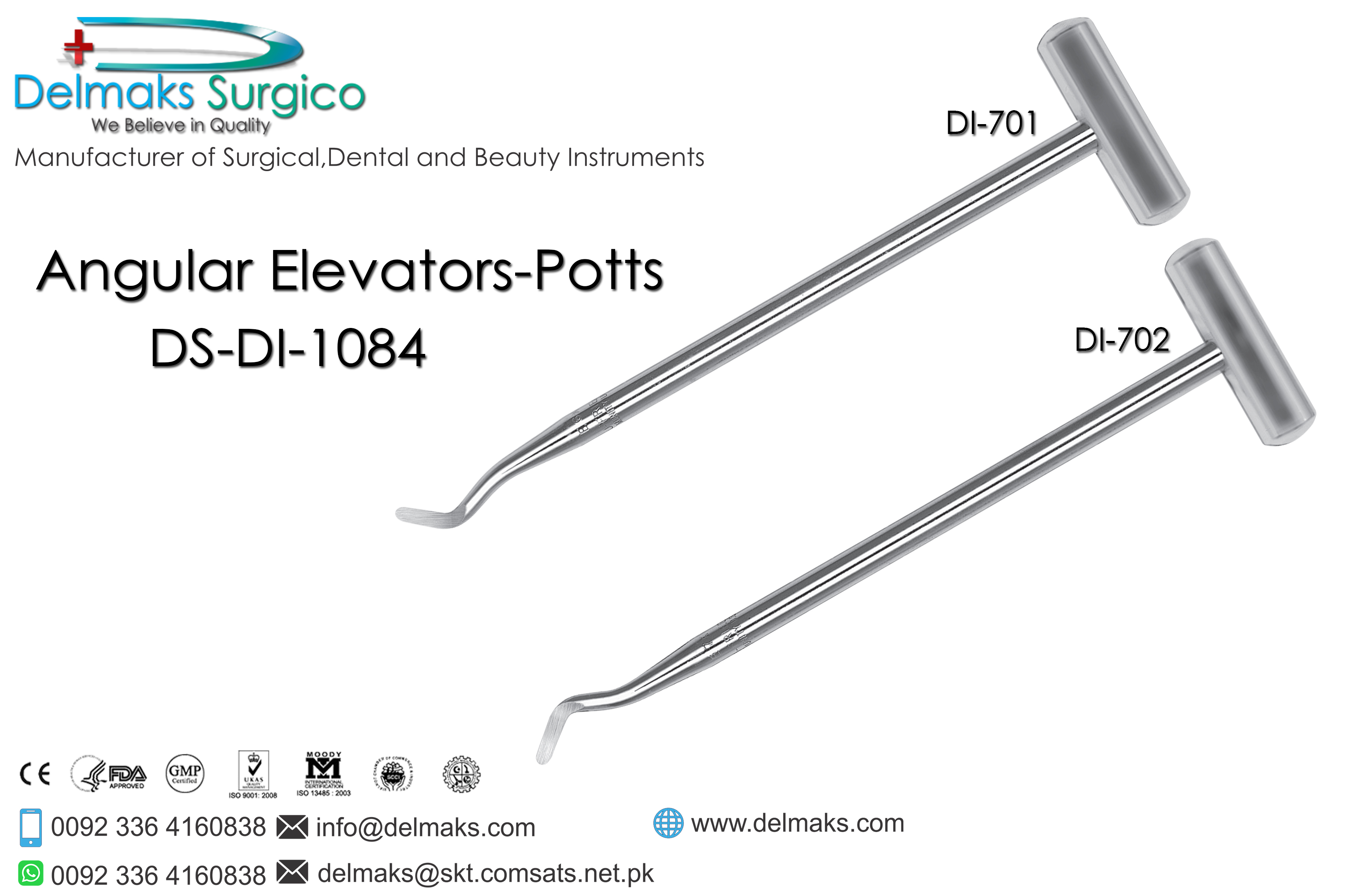Angular Elevatros Potts-Oral And Maxillofacial Surgery Instruments-Dental Instruments-Delmaks Surgico