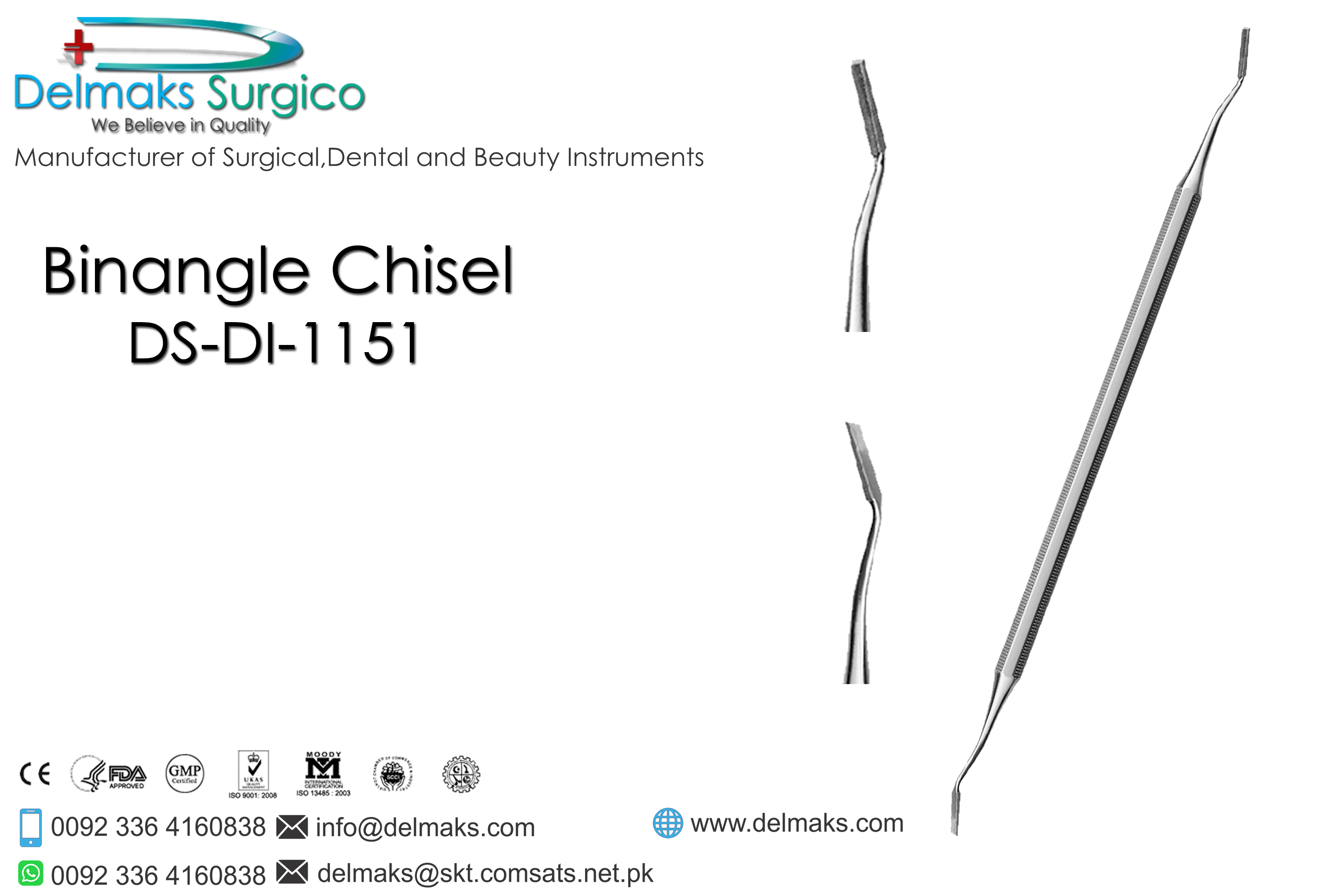Binangle Chisel-Hand Cutting Instruments-Dental Instruments-Delmaks Surgico
