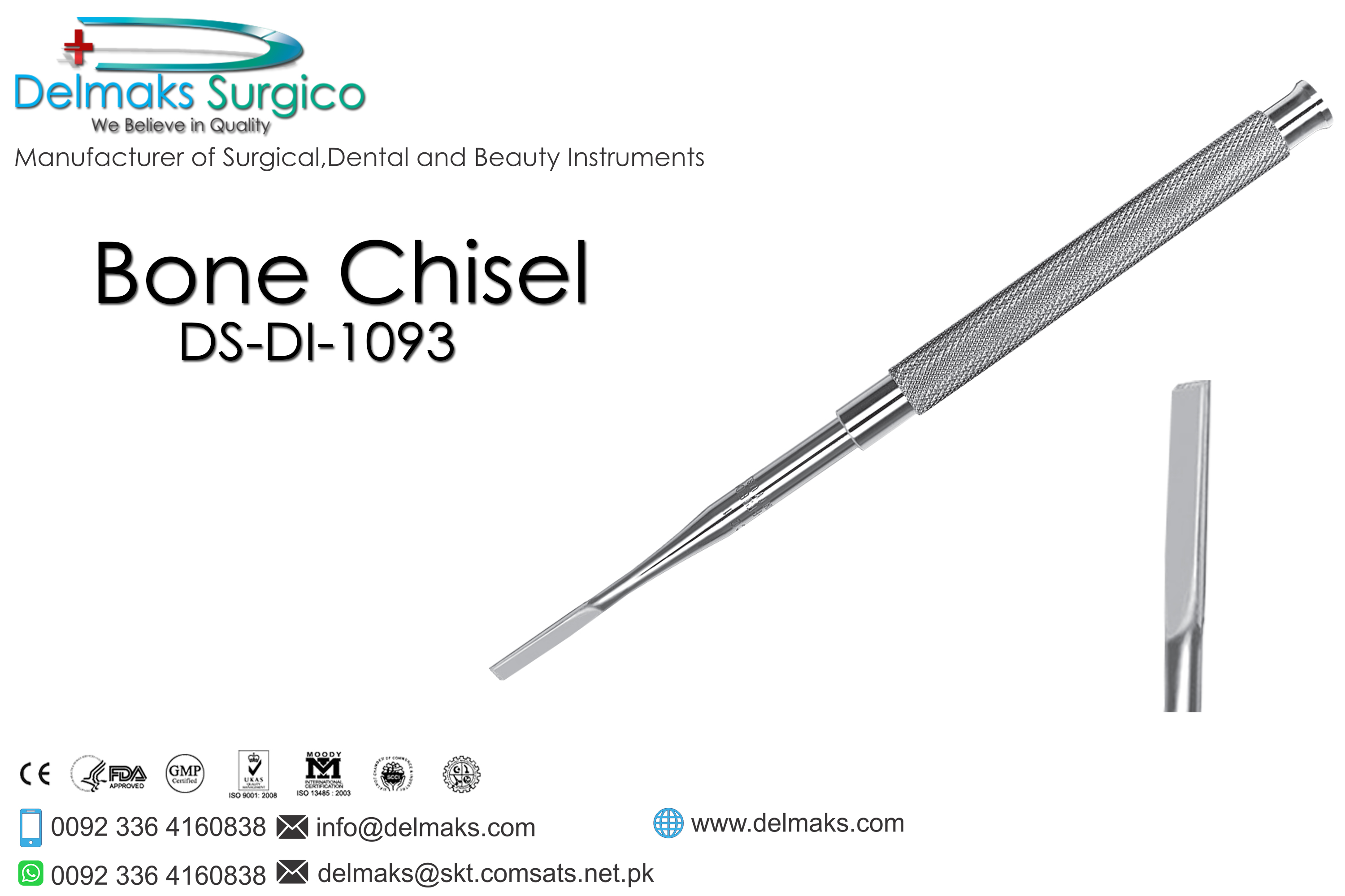 Bone Chisel-Oral And Maxillofacial Surgery Instruments-Dental Instruments-Delmaks Surgico
