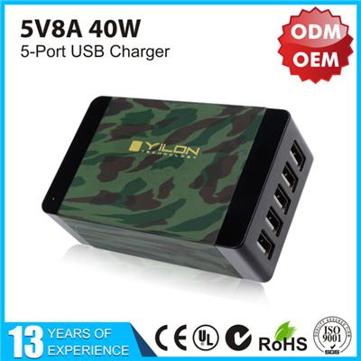 Camo 5 Port USB Water Transfer Printing Wall Charger Brands YLTC-325