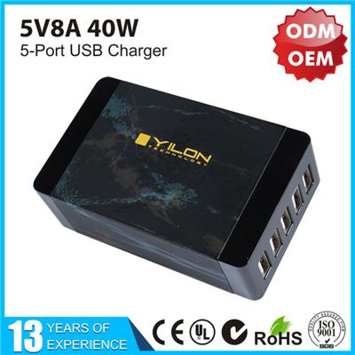 5 Port High Quality Multi USB Wall Charger Mystic Color YLTC-325
