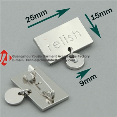 Custom Engraving Metal Label With Safety Pin