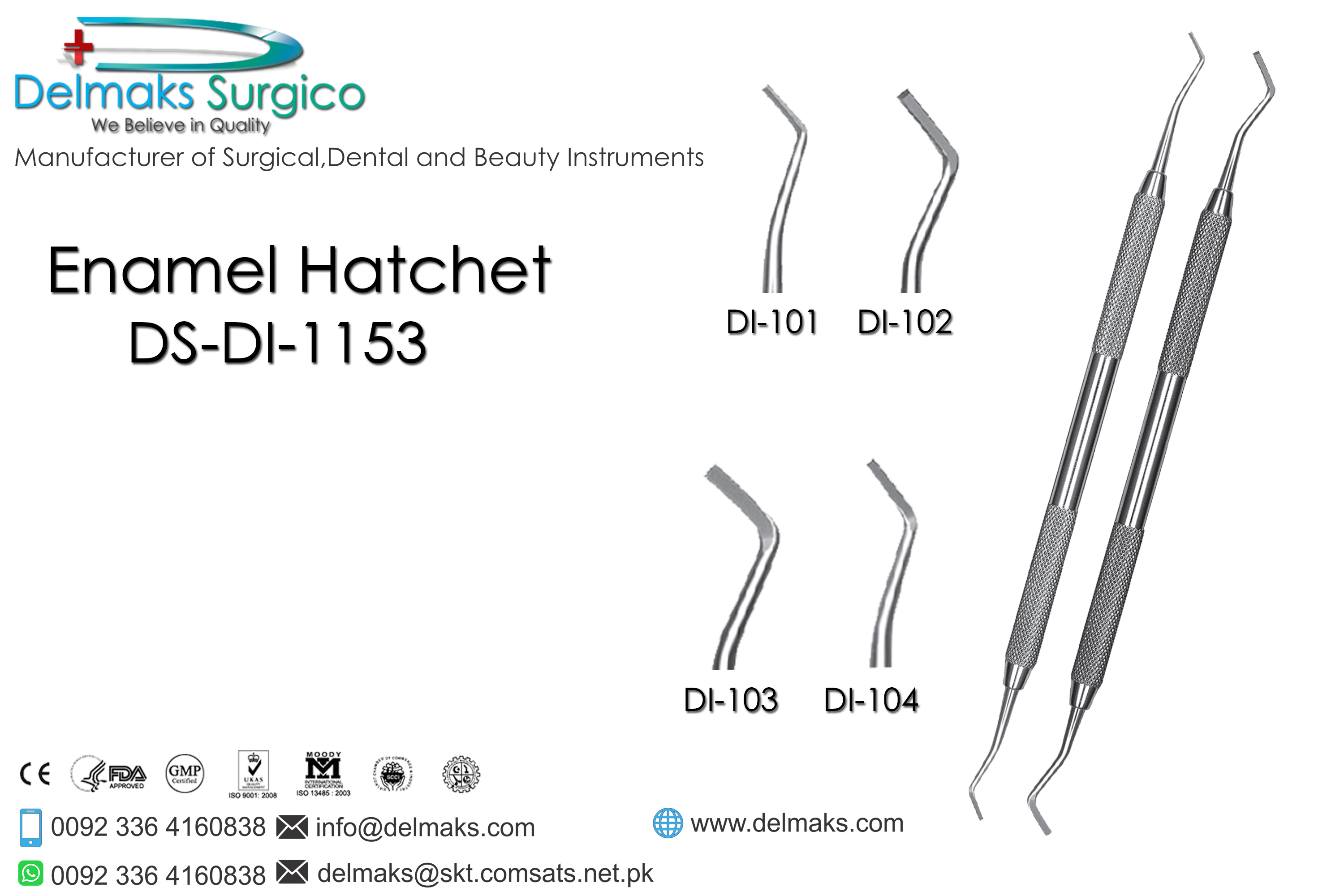 Enamel Hatchet-Hand Cutting Instruments-Dental Instruments-Delmaks Surgico