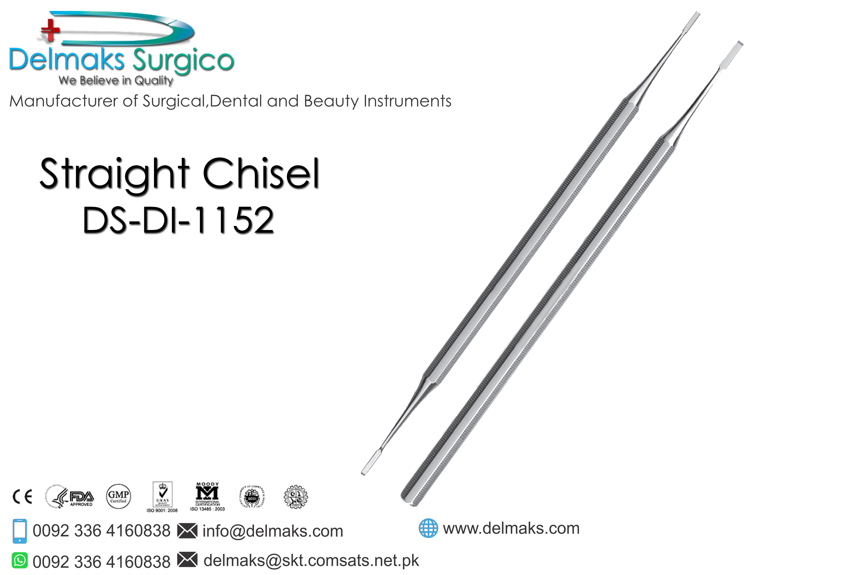 Straight Chisel-Hand Cutting Instruments-Dental Instruments-Delmaks Surgico