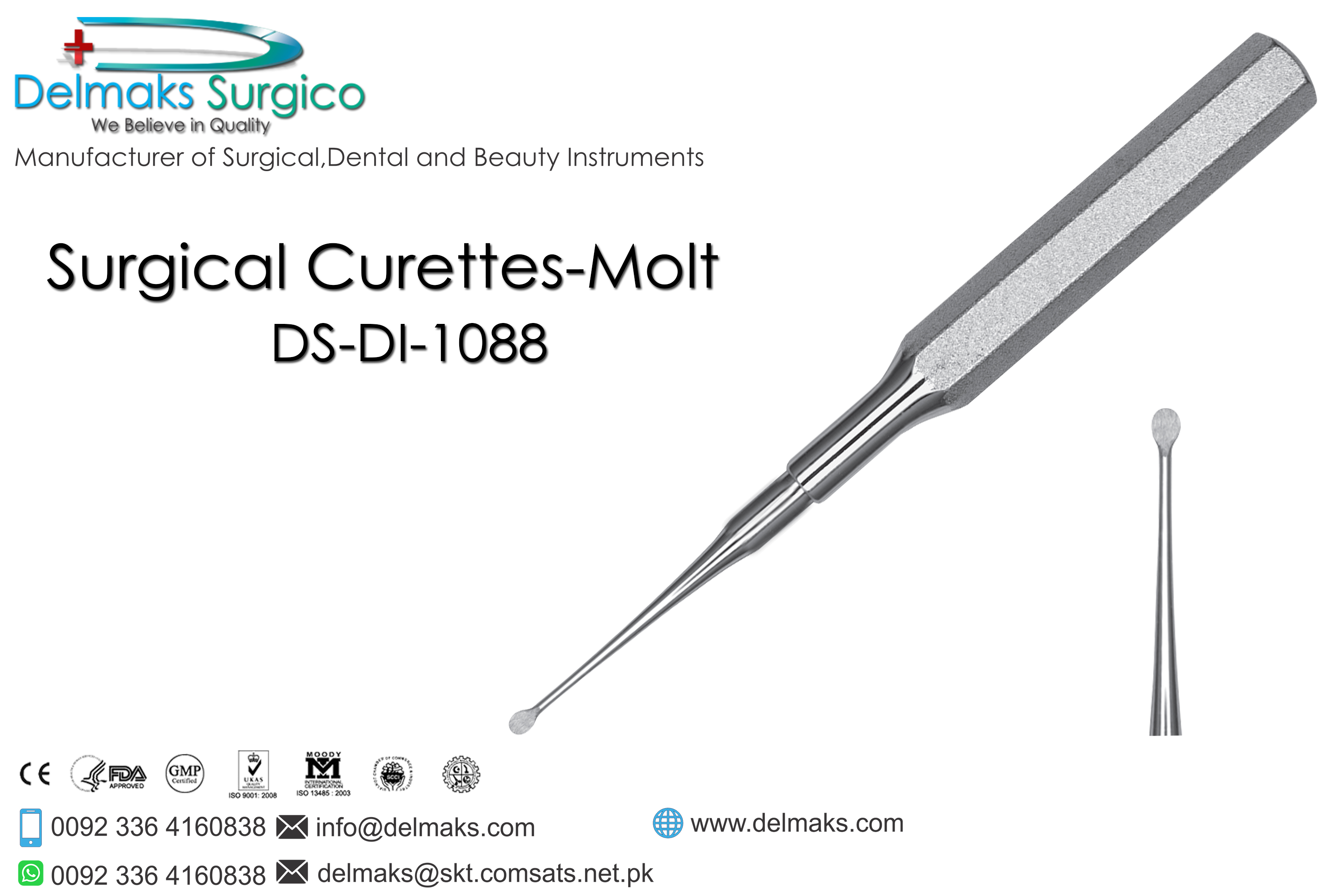 Surgical Curettes-Molt-Oral And Maxillofacial Surgery Instruments-Dental Instruments-Delmaks Surgico