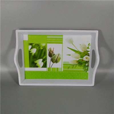 Creative Floral Small Melamine Rectangular Trays With Handles