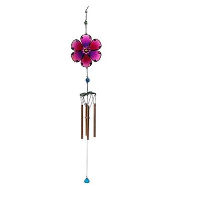 Color Flower Glass/Copper Bells/ Metal/Aeolian Bells Glass Gifts/ The Flower Chimes Outdoor Living Garden Home Décor