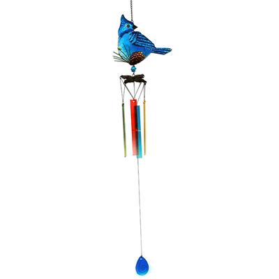 Metal Glass Birds /Owl Wind Chimes Stained Ornament Outdoor Hanging