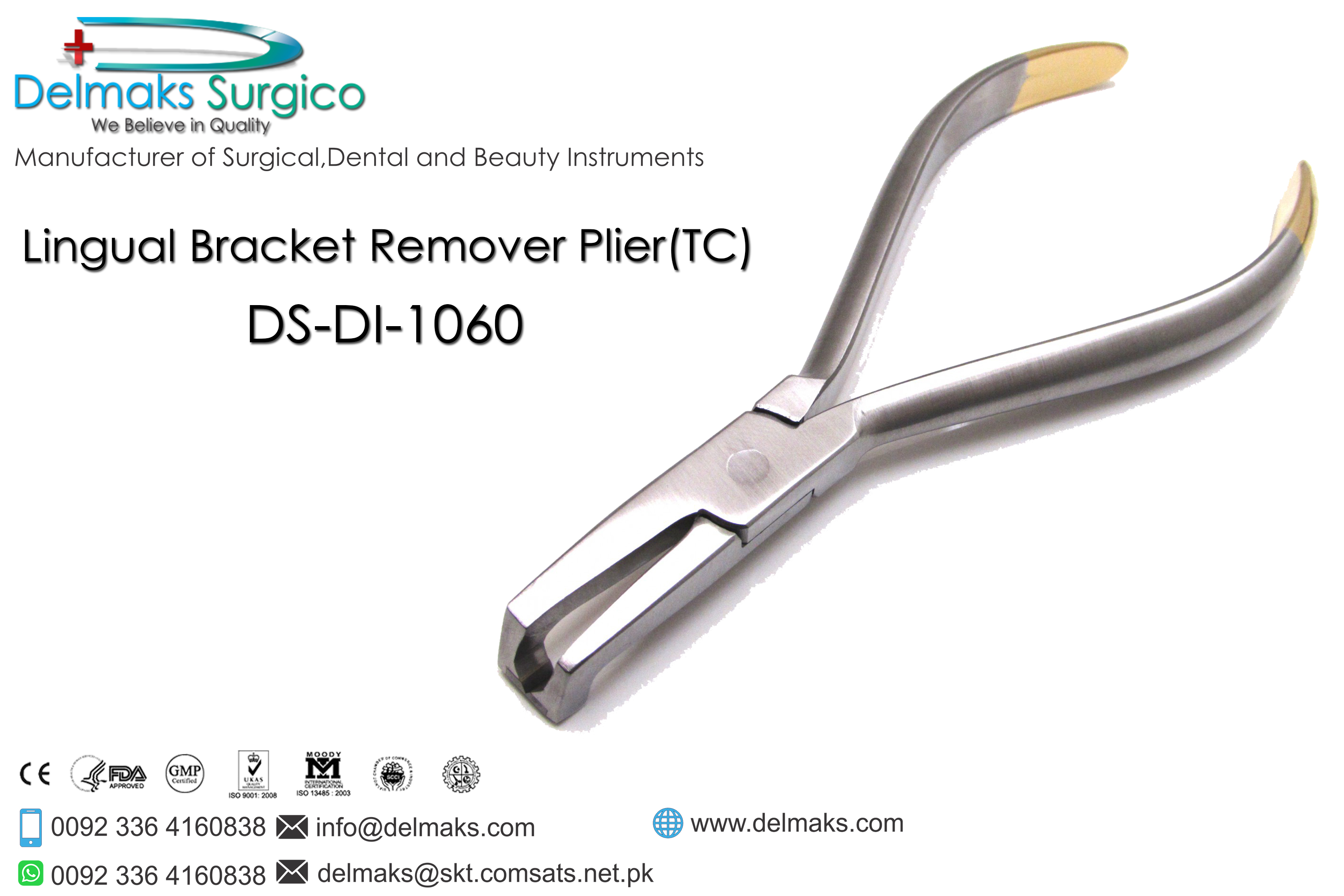 Lingual Bracket Remover Plier(TC)-Orhtodontic Pliers-Orthodontics-Dental Instruments-Delmaks Surgico