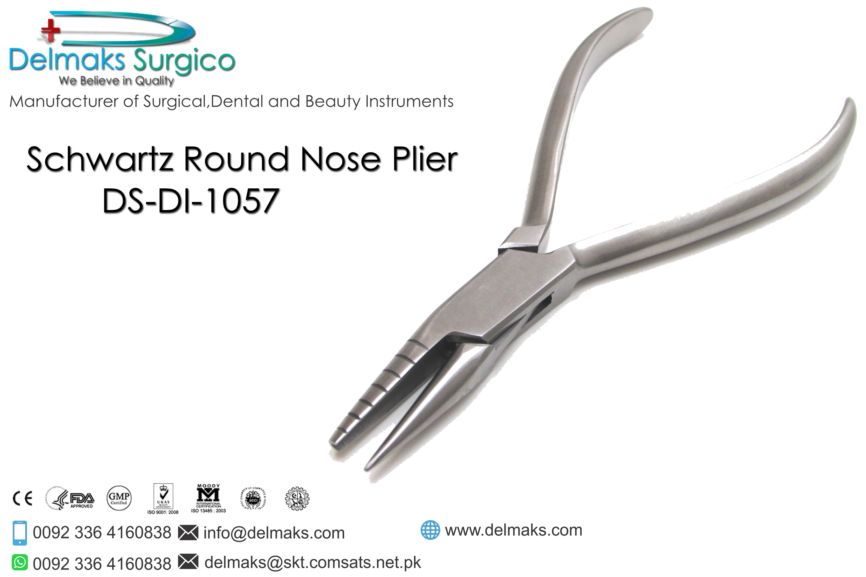 Schwartz Round Nose Plier-Orhtodontic Pliers-Orthodontics-Dental Instruments-Delmaks Surgico