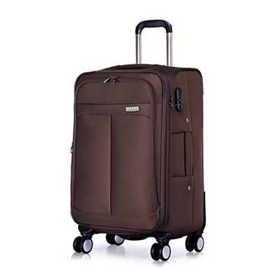 Customized Brown Nylon Luggage Bag Polyester Suitcase Set Aluminum Trolley Bag