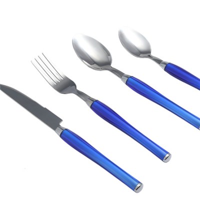24pices Stainless Steel Flatware Set With Plastic Handle