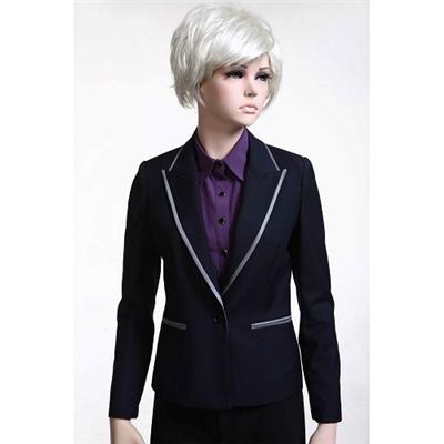 Contrasted Binding Lapel And Pocket Opening Button Fasten Fake Pocket Long Sleeve Fully Lined Suit Jacket