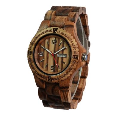 Factory Hot Sale New Style Wooden Wrist Watch Calendar Zebra Wooden Watch Pure Natural Wooden Watch