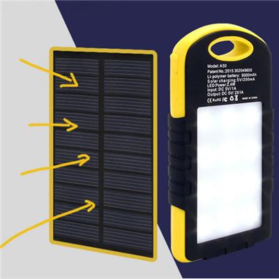 EP-P-S005 Outdoor Portable Travel Waterproof 12000mAh Mobile Solar Power Bank With LED Lights