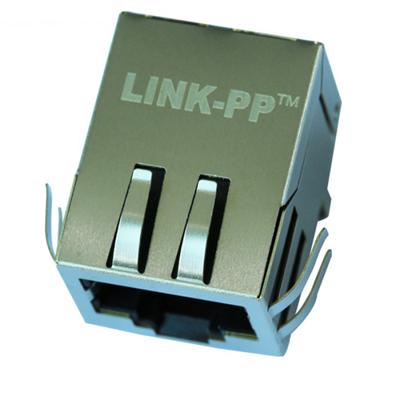 HFJ11-2450E Single Port RJ45 Connector with 10/100 Base-T Integrated Magnetics,Without LED,Tab Down,RoHS