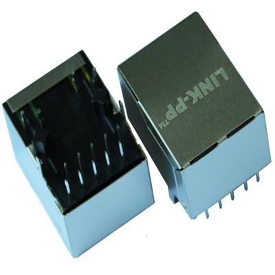 LA1S09-43 LF Single Port RJ45 Connector with 1000 Base-T Integrated Magnetics,Green/Yellow LED,Tab Down,RoHS