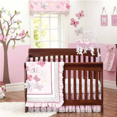 9pcs Vivid Design 3D Butterflies Baby Girl Crib Bedding Sets China Supplier