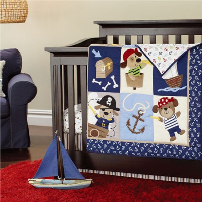 Pirates Of The Caribbean Theme Baby Boy Crib Bedding Set