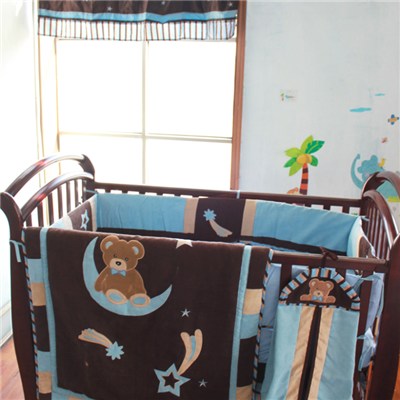 Peachskin Fabric Patchwork Quilting Baby Boy Crib Bedding Cot Set