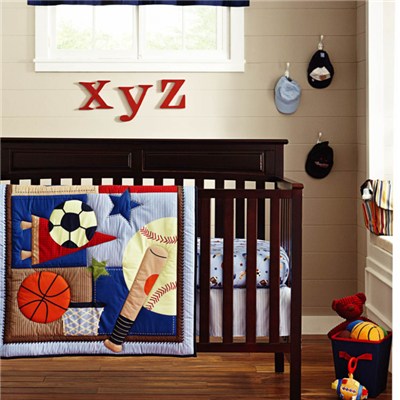 Wholesale 4pcs-14pcs Baby Boy Baseball Sports Crib Bedding Cot Set