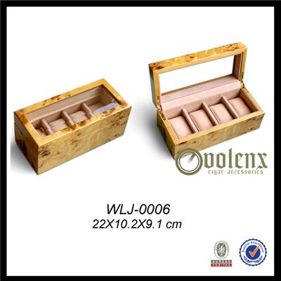 4 Watches Glass Top Wooden Watch Box