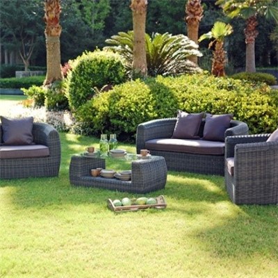 Outdoor/garden/patio 4pcs Aluminum Wicker/rattan Furniture Sofa Sets With Pillows