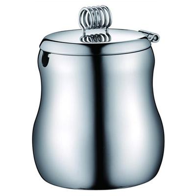 0.35 L Stainless Steel Sugar Pot With Spring Knot, Sugar Bowl With Cover, Creative Metal Sugar Pot