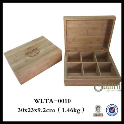 4 Compartments Pine Wooden Tea Box
