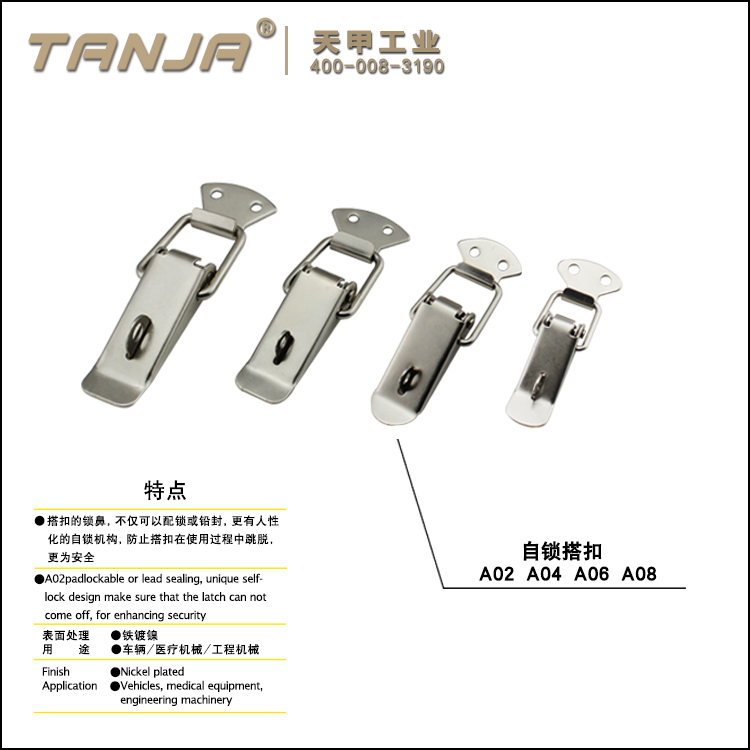 toggle latch A02 04 06 08 Non-Adjustable Latch Medium Duty Padlockable Stainless Steel (Natural)