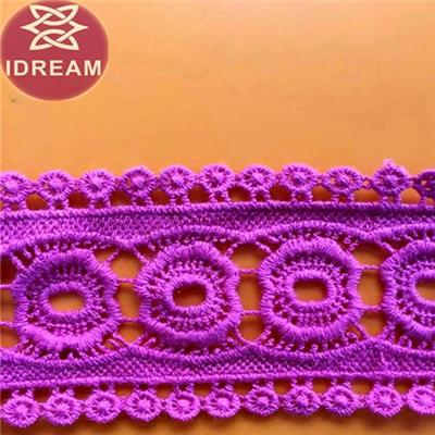 Embroidery Pink Cord Organdy Fabric Lace Trim For Shoes
