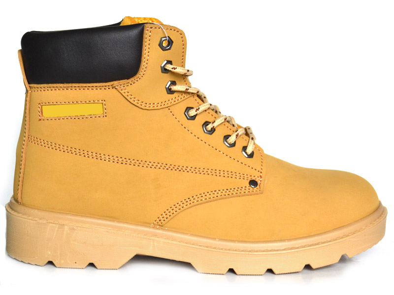 yellow nuback leather lace-up low-cut safety shoes company/factory