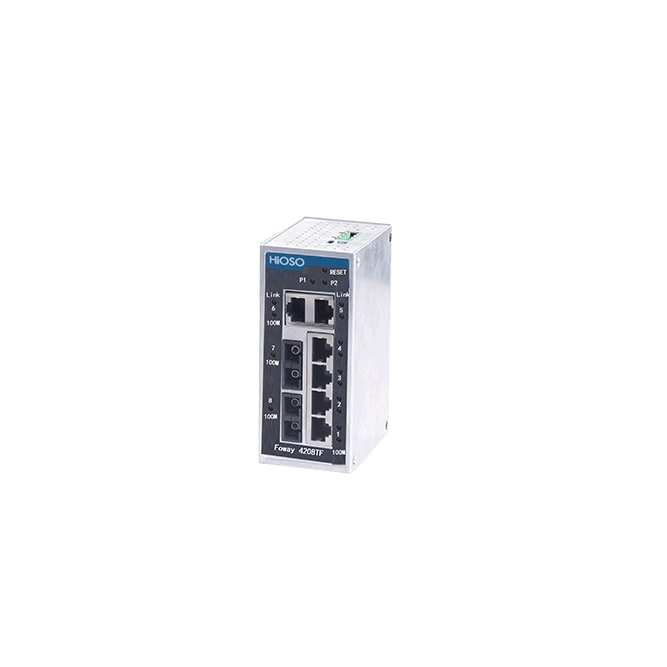 Industrial Din Rail Ethernet switch with 2 100M FX + 6 10/100M RJ45