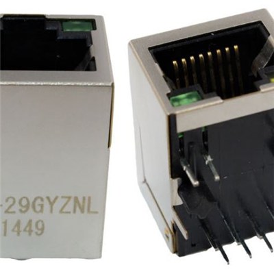 Single Port Tab Down 10/100Base With LED Without Spring RJ45 Connector