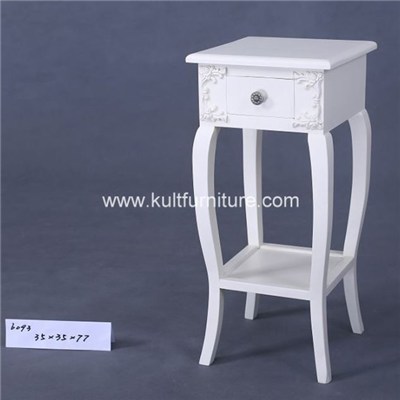 Antique Carved White Night Table With One Drawer,Mutilple Colors