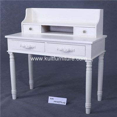 Vanity Table With Jewelry Makeup Drawer Nad Color White With Solid Wood Construction