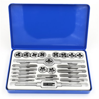 Hand Tap And Die Combination Metal Box Set Metric Inch Size Alloy Steel HSS