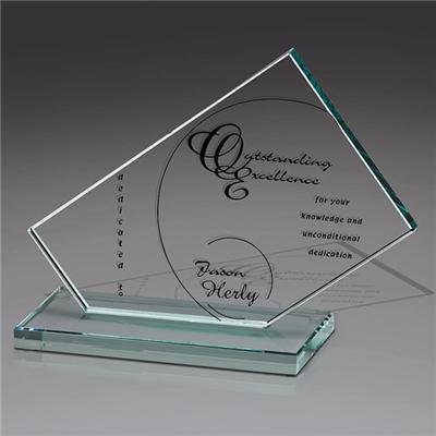 3D Engraved Jade Glass Memento Award For Souvenirs