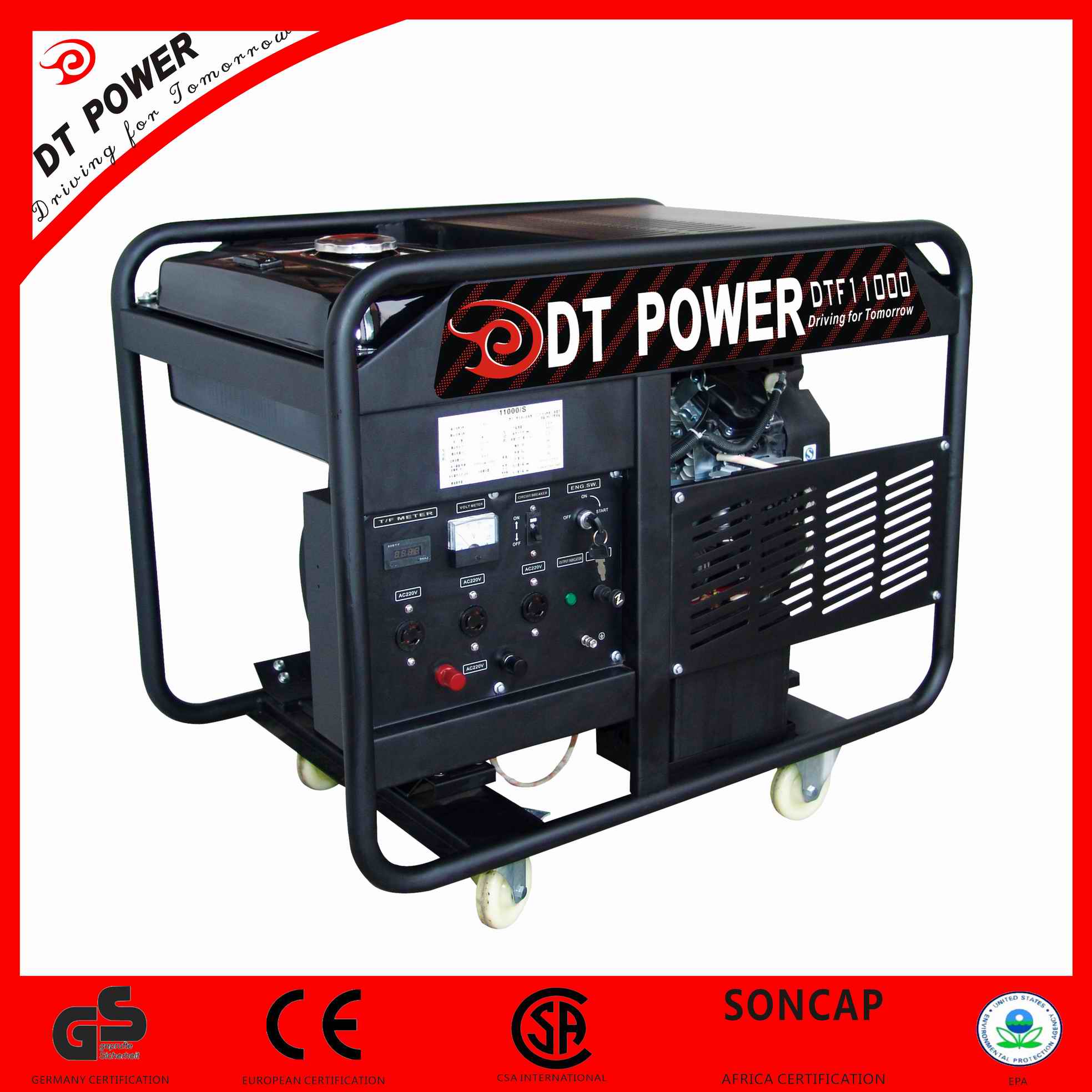 High Performance, Electric Key Start, 1-Phase and 3-Phase, Gasoline Generator
