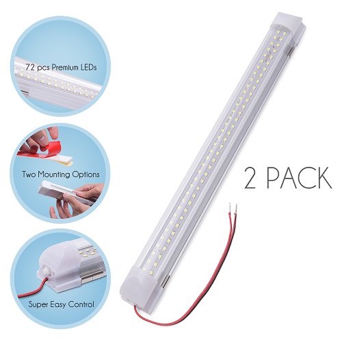 13.5 3.5w light bar with 72 LEDs car interior lamp with on/off switch for Van Truck Boat 2 pcs