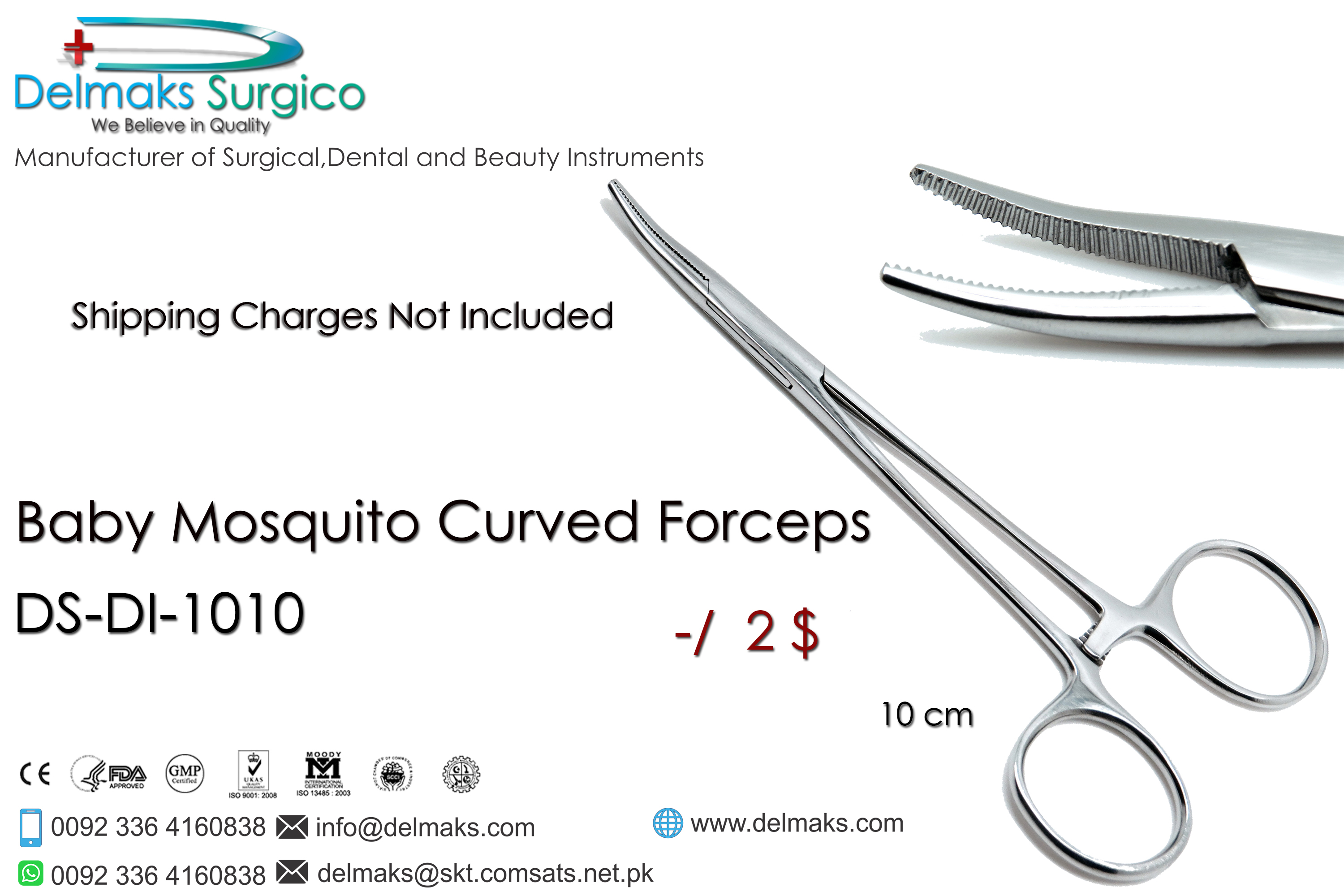 Baby Mosquito Curved Forceps-Haemostat Forceps-Dental Instruments-Delmaks Surgico